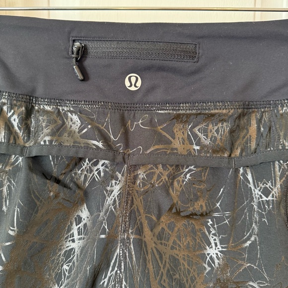 Lululemon Athletica Black With Metallic Writing Athletic Women's Shorts Size 10 - Picture 4 of 8